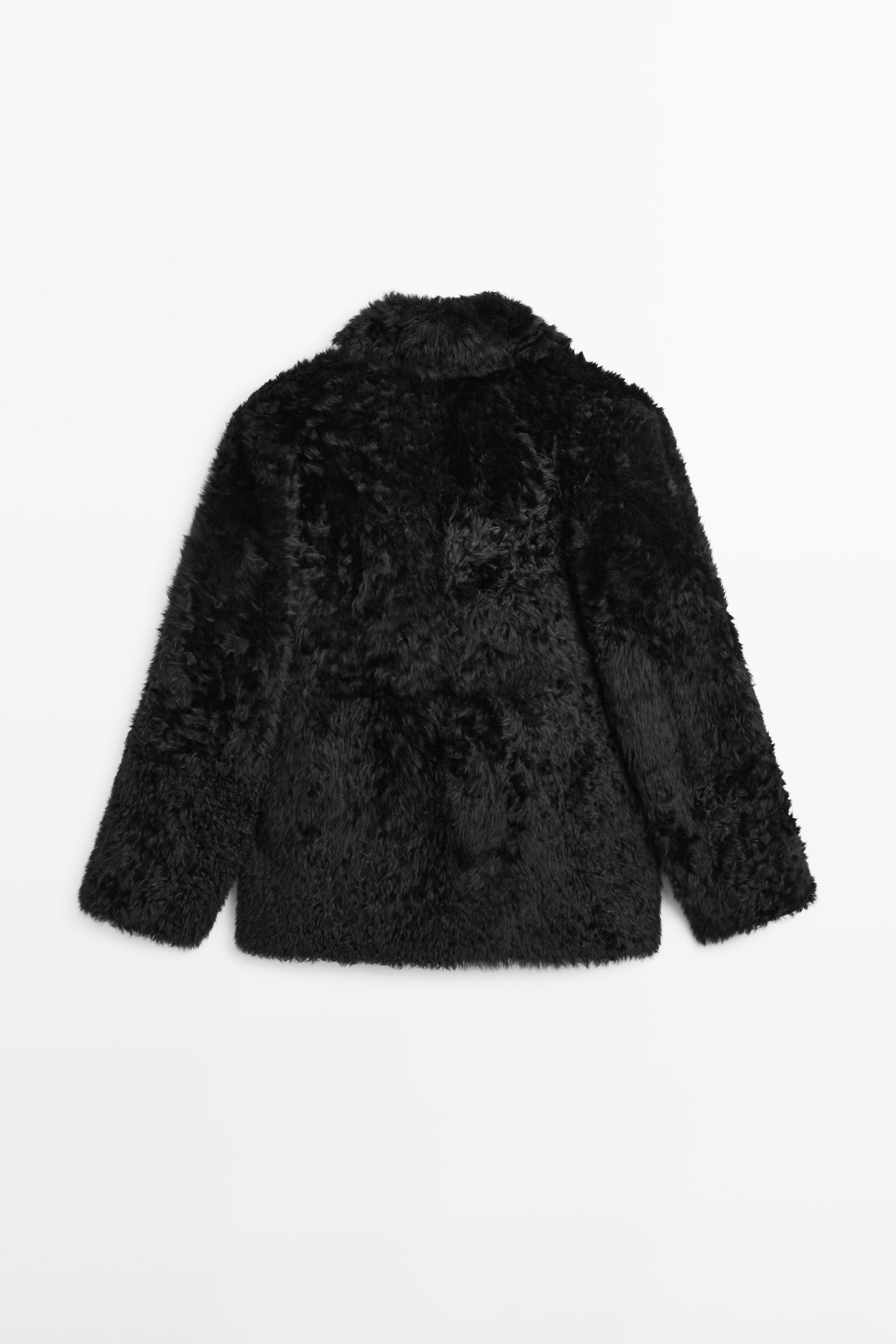 Manteau à revers en peau avec fourrure - STUDIO